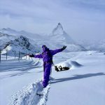 snowboarder zermatt powder snow matterhorn cervin